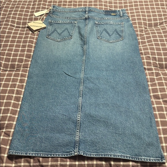 BNWT MOTHER The Split Second Denim Midi Skirt - Picture 5 of 12
